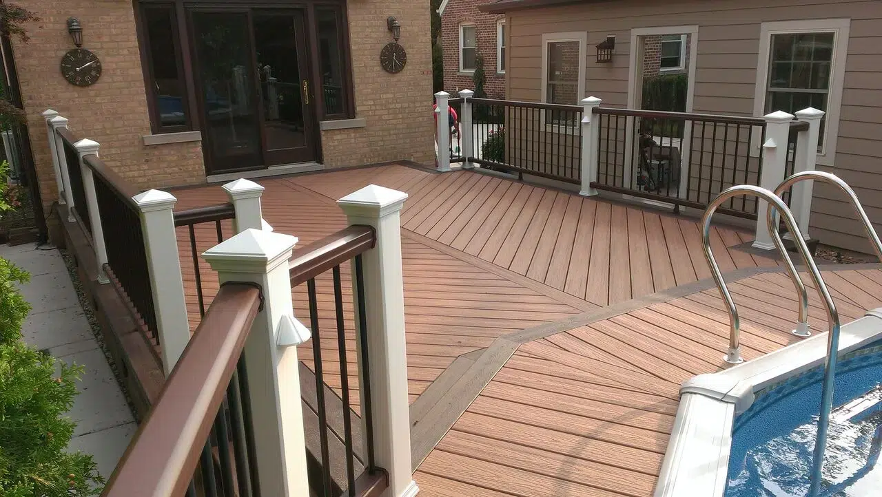 Photo of a deck leading from home to pool with hidden fasteners